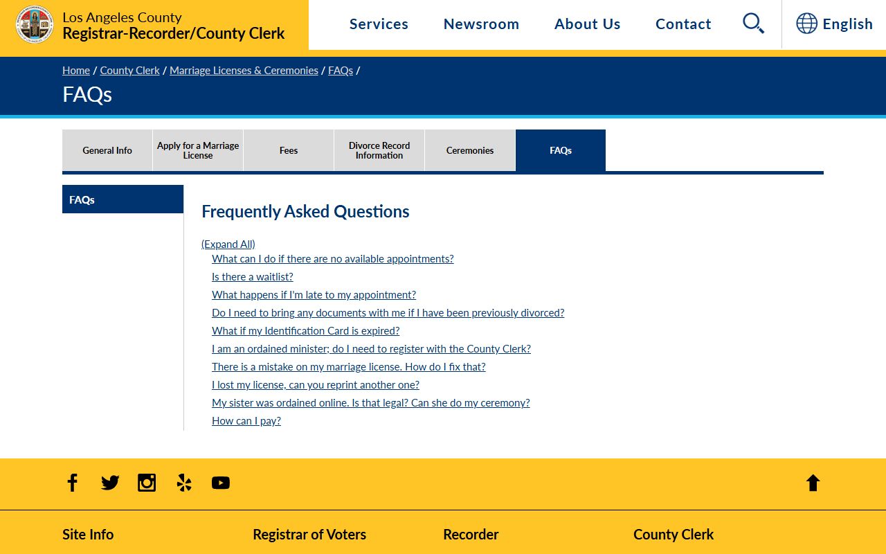 Los Angeles County marriage license and certificate FAQs