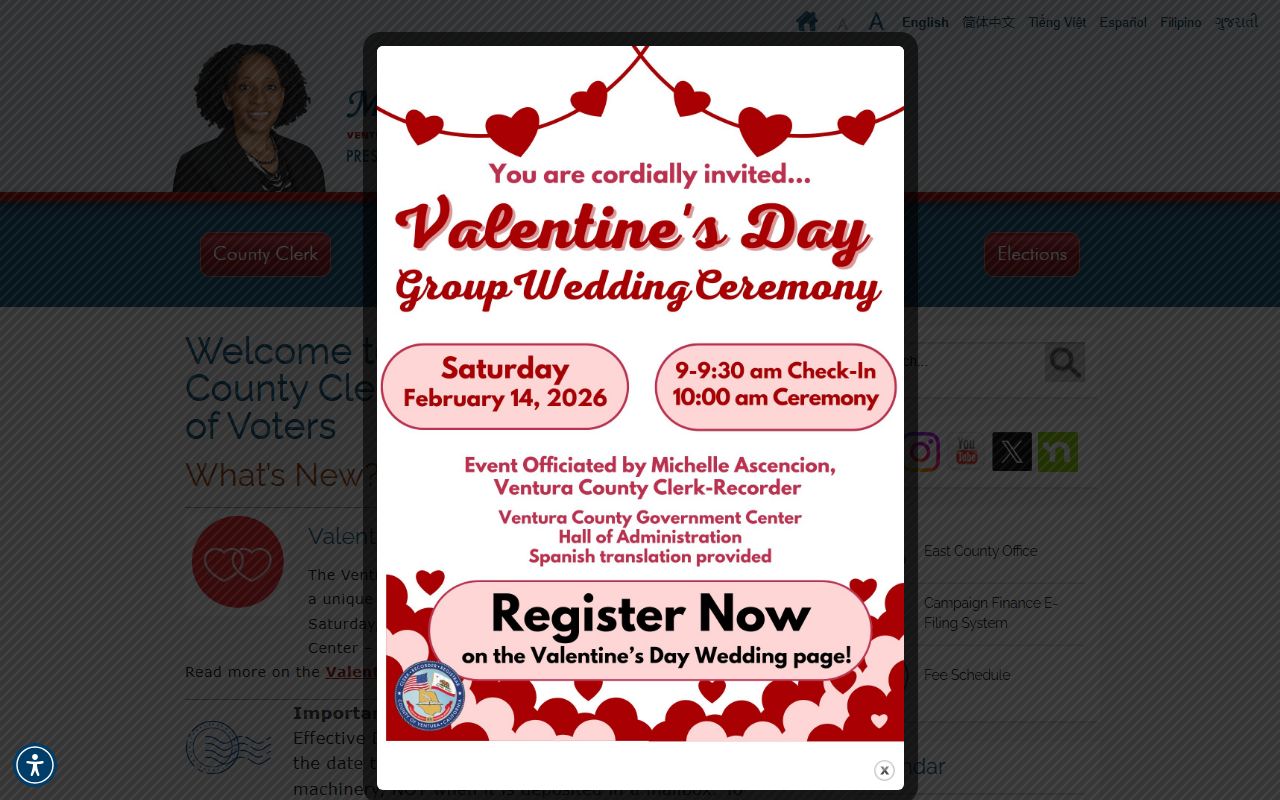 Ventura County Clerk-Recorder homepage