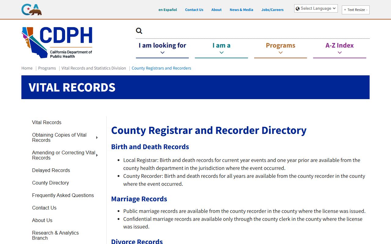 California county clerk directory database